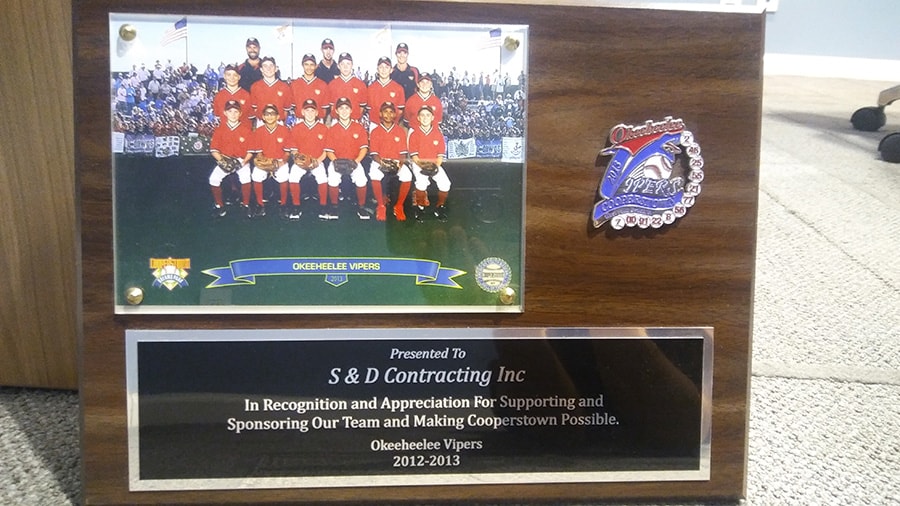 Okeeheelee Vipers plaque 2013